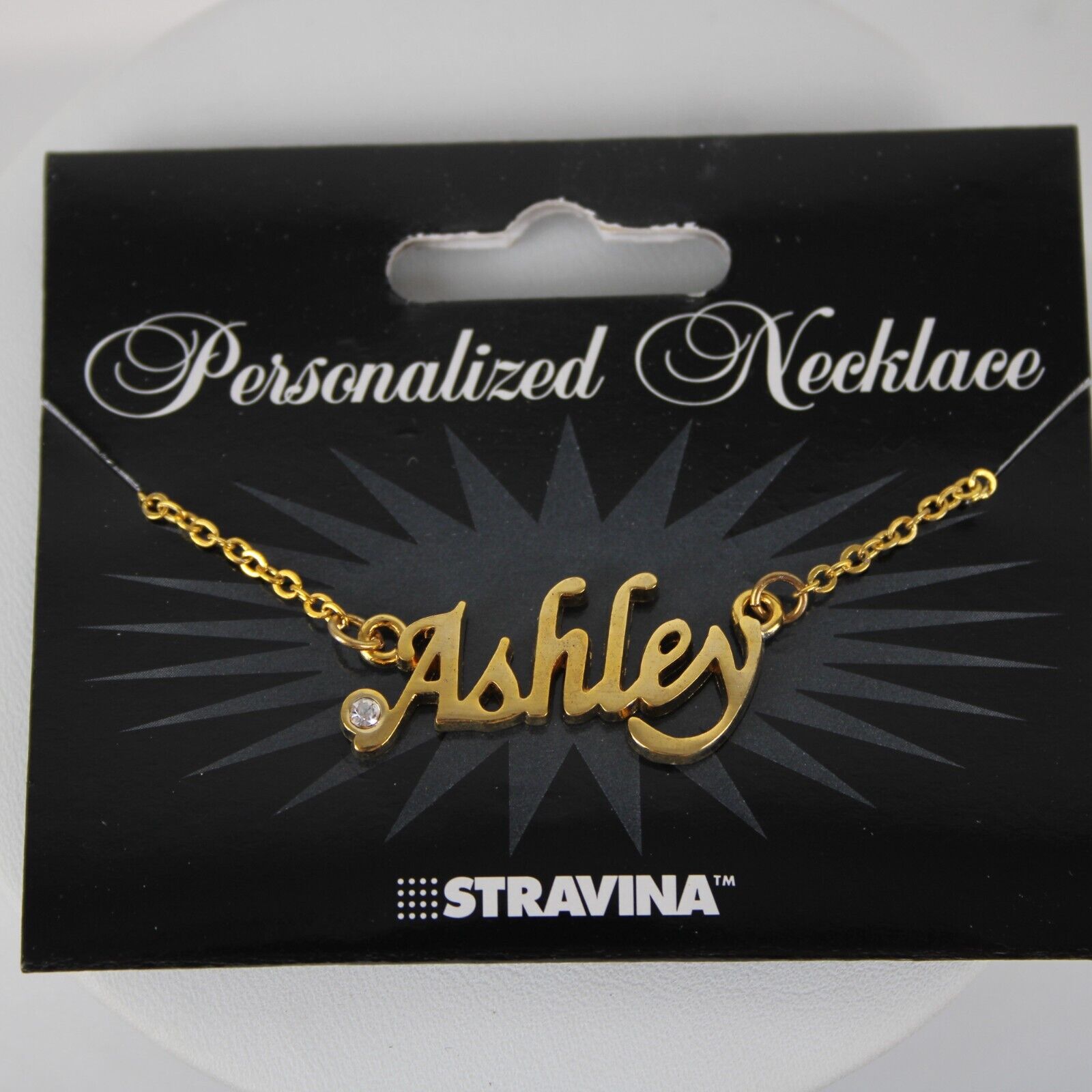 ASHLEY NEW Name Goldtone Rhinestone Accent 14.5" w 4.5" Multi Ring Ext Necklace