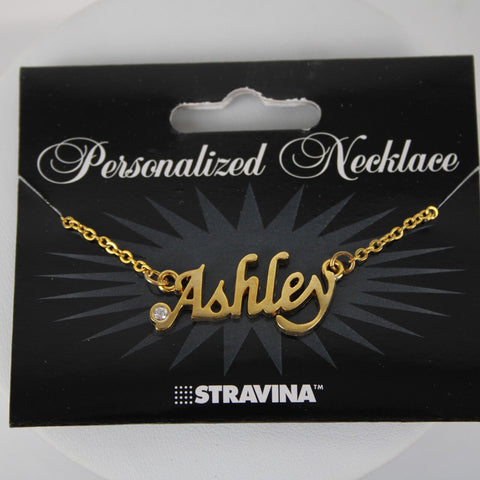 ASHLEY NEW Name Goldtone Rhinestone Accent 14.5" w 4.5" Multi Ring Ext Necklace