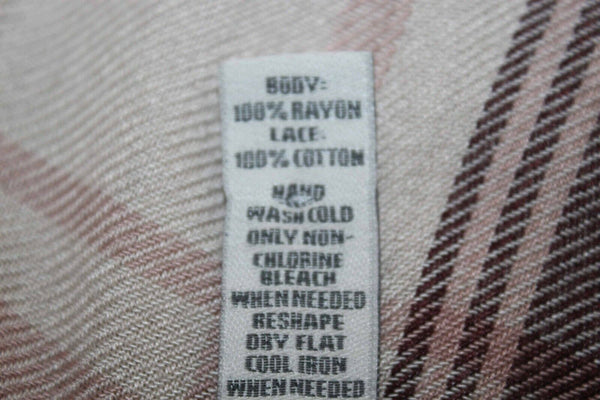 American Rag Cie Sz XS Ivory Burgundy Plaid Lace Shoulder Rayon Cotton Top