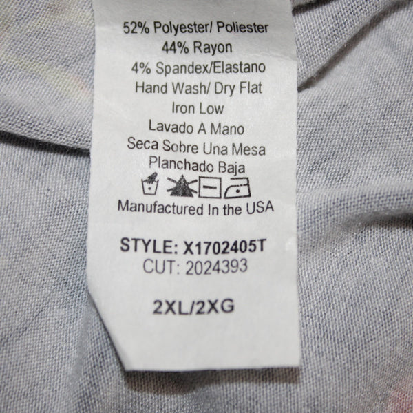 Chris Carol Plus Top NEW $29 Sz 2XL Gray Blue Multi Color Floral Poly Rayon Top