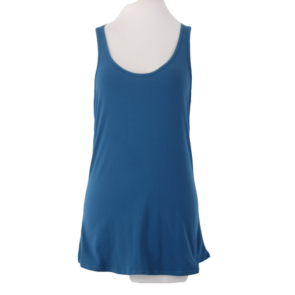 Glyder Active Wear Top Sz L Blue Racerback Eyelet Back Nylon Spandex AW Top