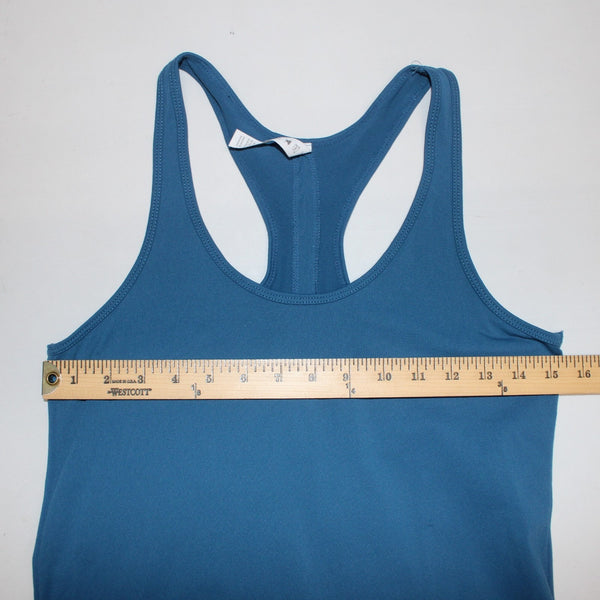 Glyder Active Wear Top Sz L Blue Racerback Eyelet Back Nylon Spandex AW Top