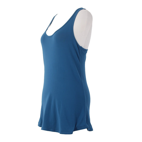 Glyder Active Wear Top Sz L Blue Racerback Eyelet Back Nylon Spandex AW Top