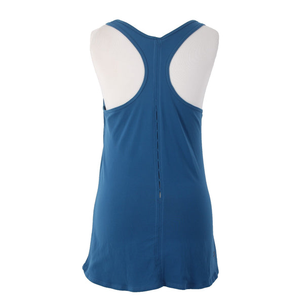 Glyder Active Wear Top Sz L Blue Racerback Eyelet Back Nylon Spandex AW Top