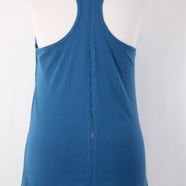 Glyder Active Wear Top Sz L Blue Racerback Eyelet Back Nylon Spandex AW Top
