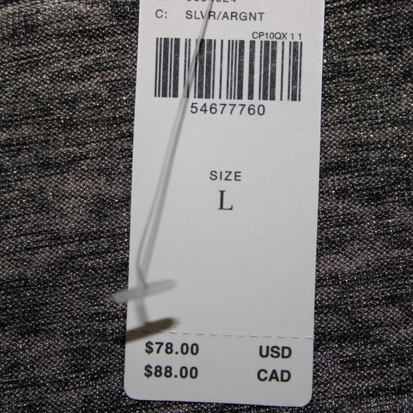 Anthropologie NEW $78 Sz L Silver Tan Metallic V Neck Polester Elastane Top