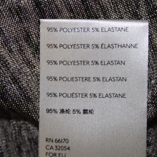 Anthropologie NEW $78 Sz L Silver Tan Metallic V Neck Polester Elastane Top