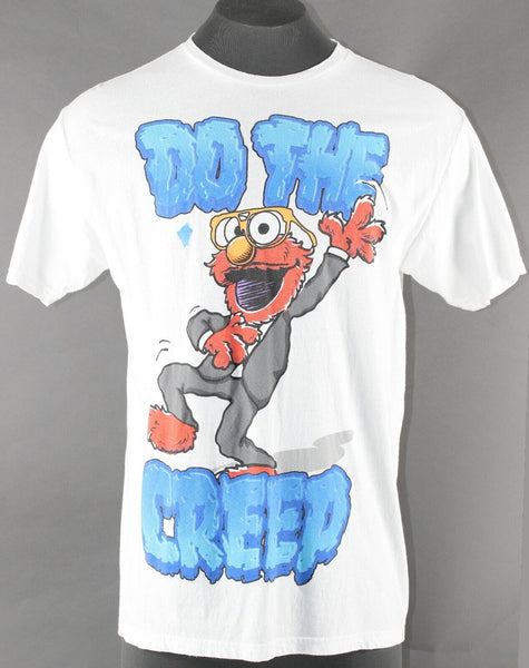 Sesame Street Sz XL White Blue Multi Do The Creep Elmo All Cotton Tee Shirt