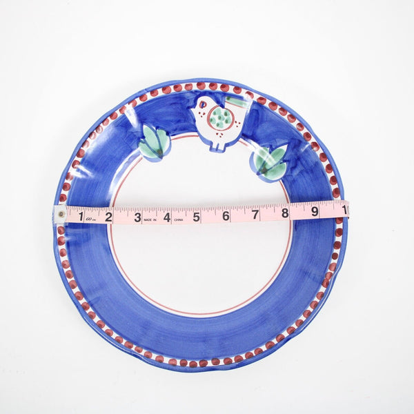 Solimene Blue White Green "Chicken" Pollame Dishwasher Safe 10" Dinner Plate