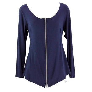 Jude NEW $105 Sz XS Navy Front Zipper Rayon Spandex Jersey Top