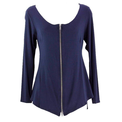 Jude NEW $105 Sz XS Navy Front Zipper Rayon Spandex Jersey Top