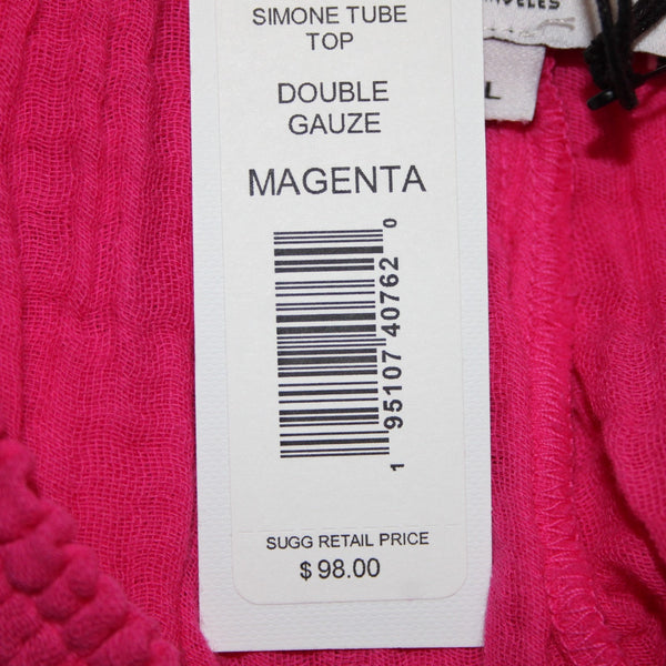 Michael Stars Top NEW $98 Simone Sz XL Magenta Pink Double Gauze Cotton Tube Top