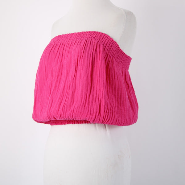 Michael Stars Top NEW $98 Simone Sz XL Magenta Pink Double Gauze Cotton Tube Top
