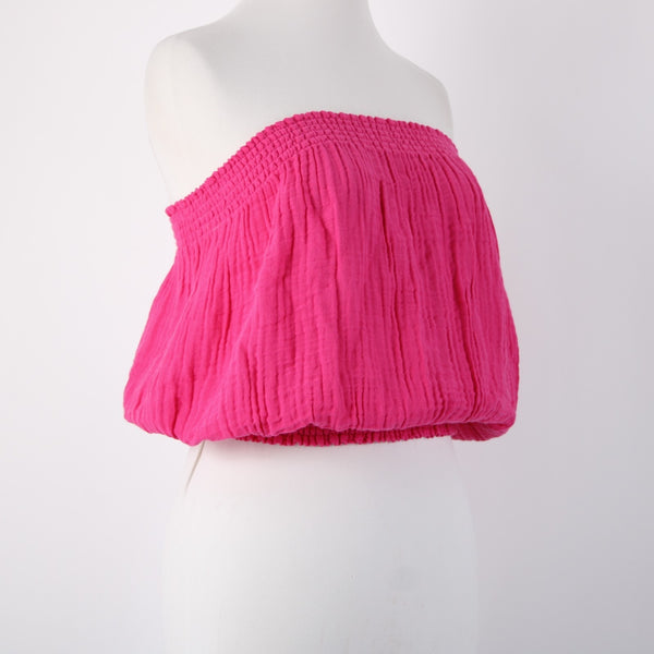 Michael Stars Top NEW $98 Simone Sz XL Magenta Pink Double Gauze Cotton Tube Top