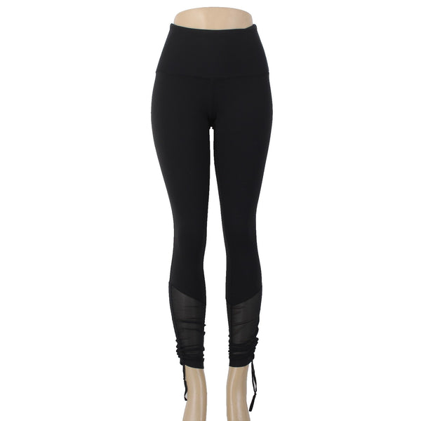 Lululemon AW Pant Sz 6 x 30 Black Mesh Ruch Pull On Nylon Lycra Elastane AW Pant