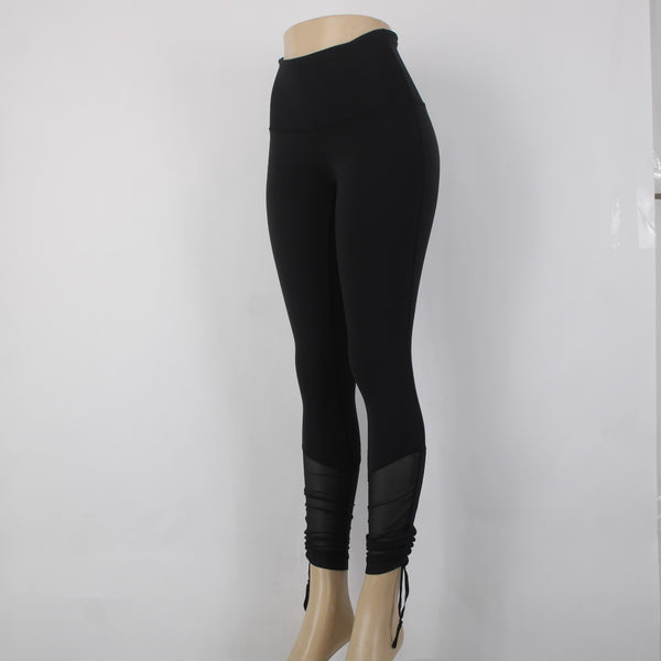 Lululemon AW Pant Sz 6 x 30 Black Mesh Ruch Pull On Nylon Lycra Elastane AW Pant