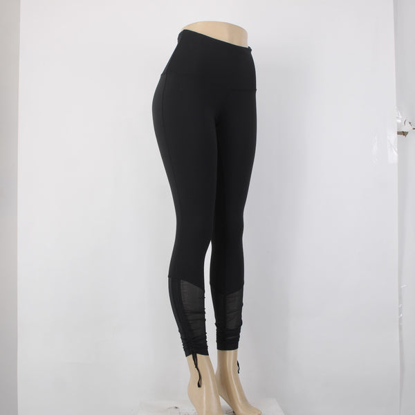 Lululemon AW Pant Sz 6 x 30 Black Mesh Ruch Pull On Nylon Lycra Elastane AW Pant