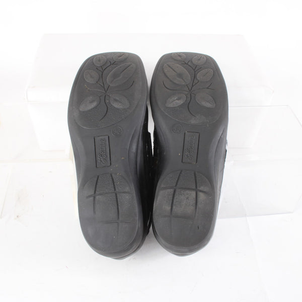 Helle Comfort Shoes Sz 36 Black Croc Embossed Rhinestones Patent Leather Fabric