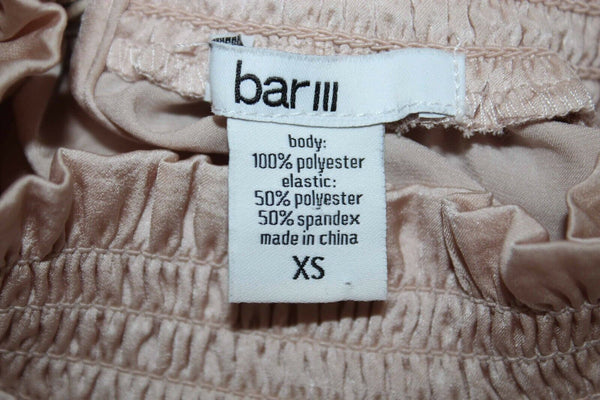 Bar III Sz XS Tan Pink Cold Shoulder Ruffle Elastic Polyester Blend Top