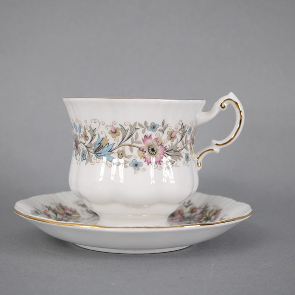 Paragon Teacup With Saucer Meadow Vale LL White Pink Floral Teacup With Saucer