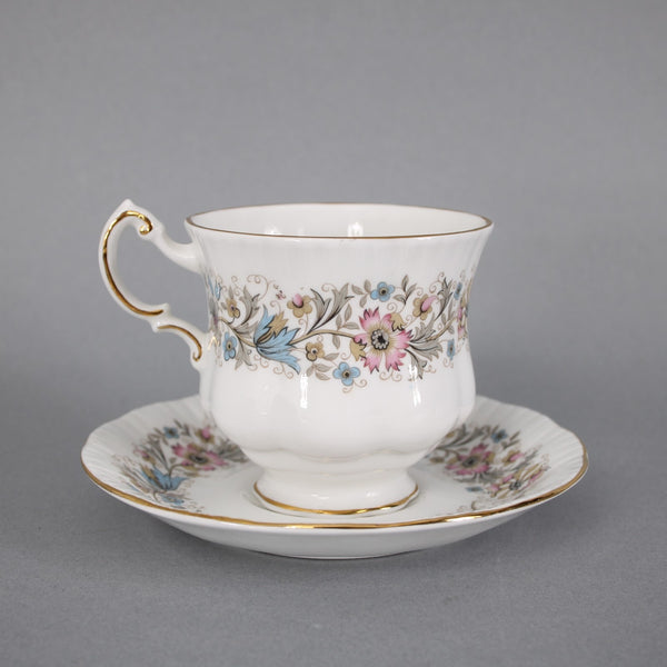Paragon Teacup With Saucer Meadow Vale LL White Pink Floral Teacup With Saucer