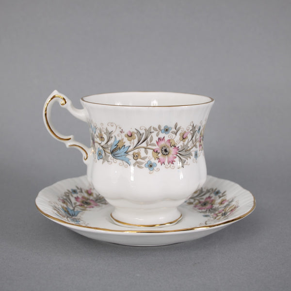 Paragon Teacup With Saucer Meadow Vale LL White Pink Floral Teacup With Saucer