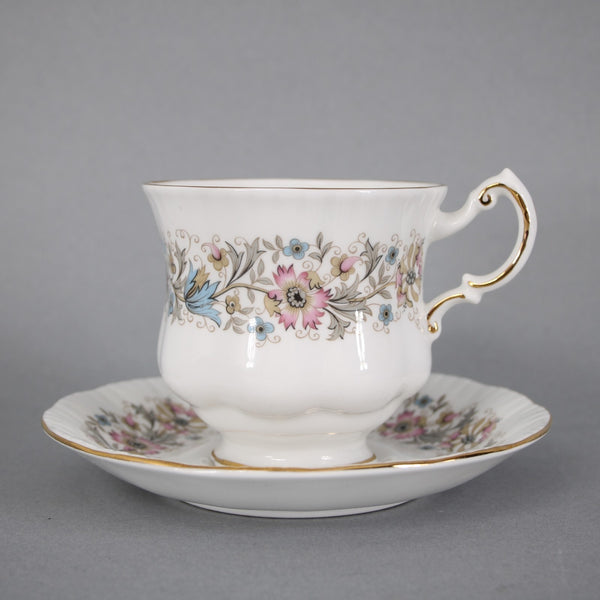 Paragon Teacup With Saucer Meadow Vale LL White Pink Floral Teacup With Saucer