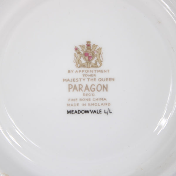 Paragon Teacup With Saucer Meadow Vale LL White Pink Floral Teacup With Saucer