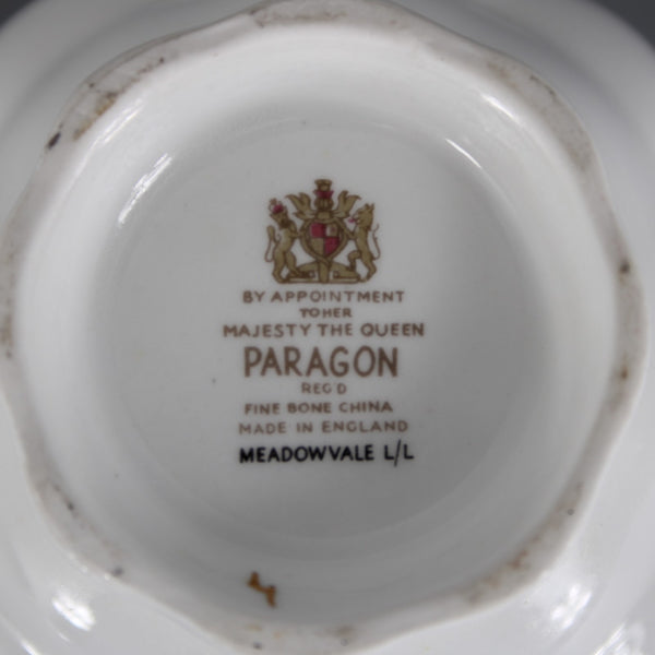 Paragon Teacup With Saucer Meadow Vale LL White Pink Floral Teacup With Saucer