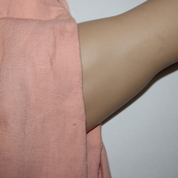 HM NEW $35 Sz L Peach Pink Belted Pockets Square Neck Linen Viscose Romper
