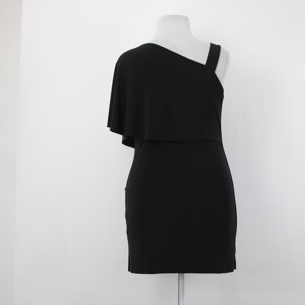 Joseph Ribkoff Dress Sz 16 Black Silver Studded Layered Body Con Poly Dress