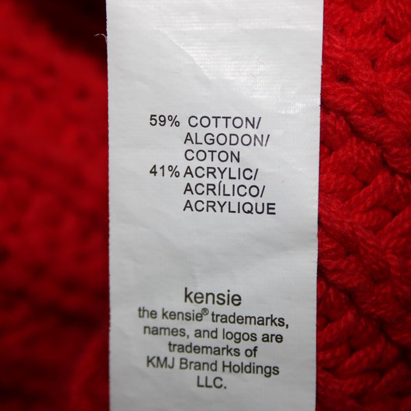 Kensie Sz M Red Open Knit Cowl Neck Long Sleeve Cotton Acrylic Sweater