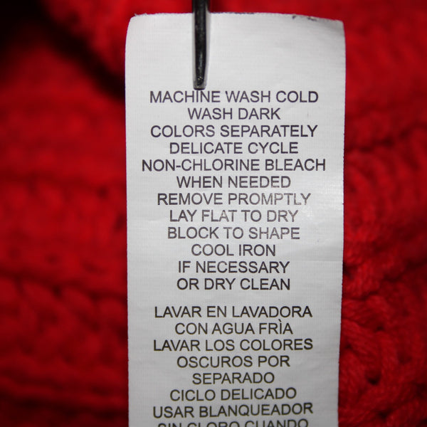 Kensie Sz M Red Open Knit Cowl Neck Long Sleeve Cotton Acrylic Sweater