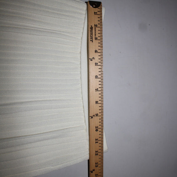 St John Collection Sz 2 Cream Micro Pleated Elastic Waist Novelty Knit Skirt