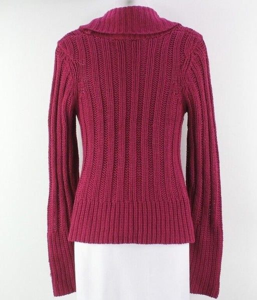 Rue 21 Sz M Burgundy Acrylic Cable Knit Shawl Collar Cardigan