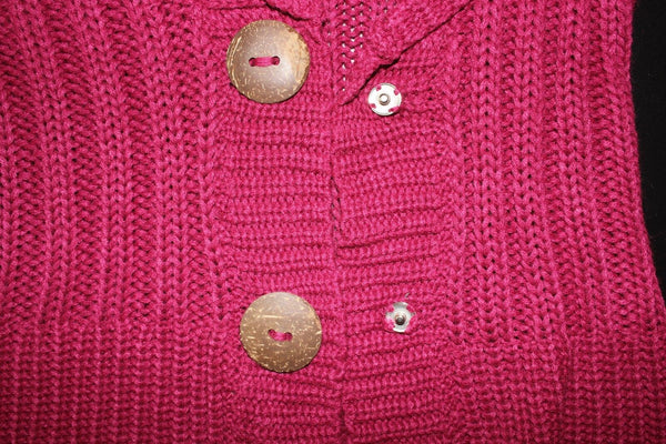 Rue 21 Sz M Burgundy Acrylic Cable Knit Shawl Collar Cardigan