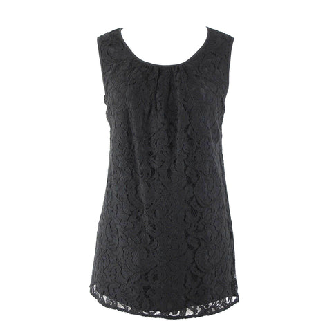 Talbots NEW $119 Sz 10 Black Lace Overlay Lined Rayon Polyester Cotton Basic Top