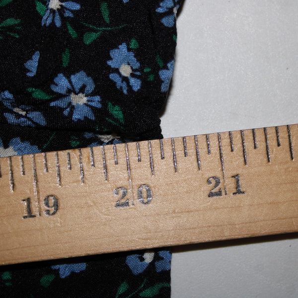 Loft NEW $65 Petite Sz MP Black Blue Multi Color Floral Ruffle Poly Spandex Top
