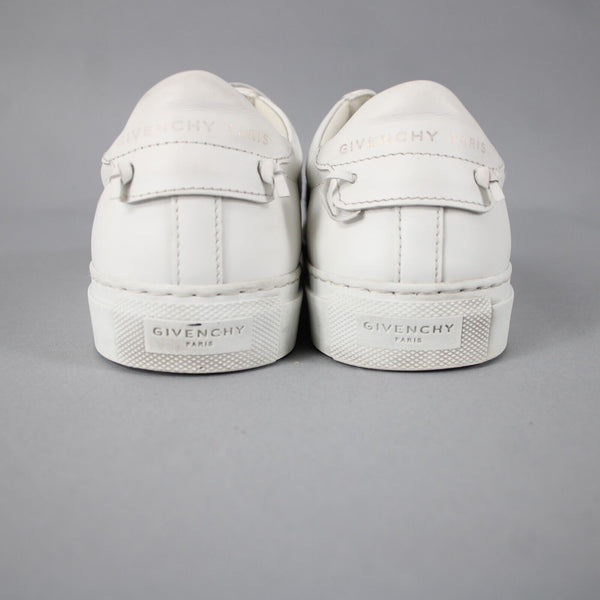 Givenchy DN1128 Sz 38 White Black Logo Slip On Leather Rubber Flats Shoes