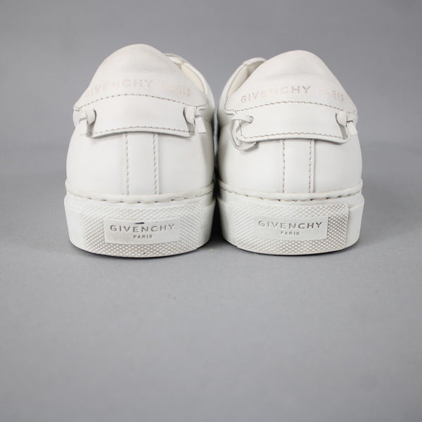 Givenchy DN1128 Sz 38 White Black Logo Slip On Leather Rubber Flats Shoes