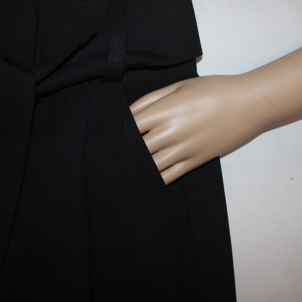 Maje Pant NEW $295 Paris Sz 34 x 30 Black Belted Tie Ankle Poly Virgin Wool Pant