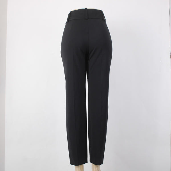 Maje Pant NEW $295 Paris Sz 34 x 30 Black Belted Tie Ankle Poly Virgin Wool Pant