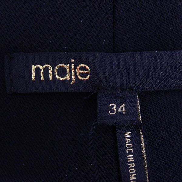 Maje Pant NEW $295 Paris Sz 34 x 30 Black Belted Tie Ankle Poly Virgin Wool Pant