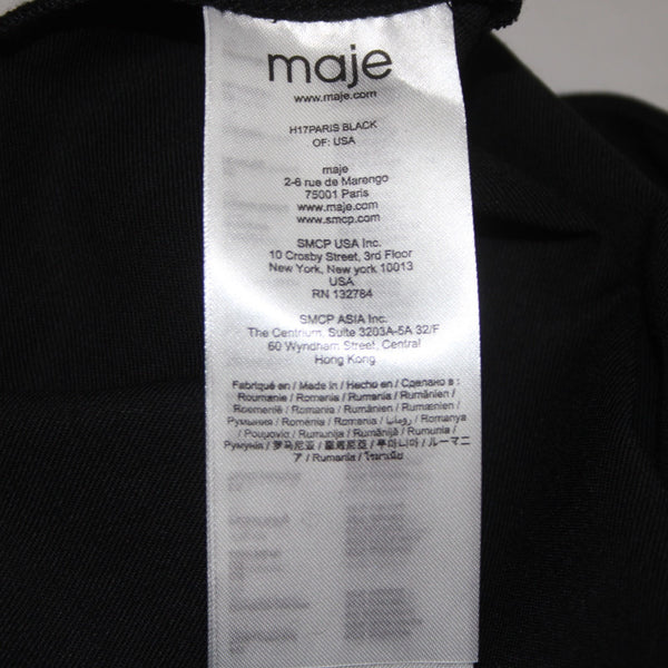 Maje Pant NEW $295 Paris Sz 34 x 30 Black Belted Tie Ankle Poly Virgin Wool Pant