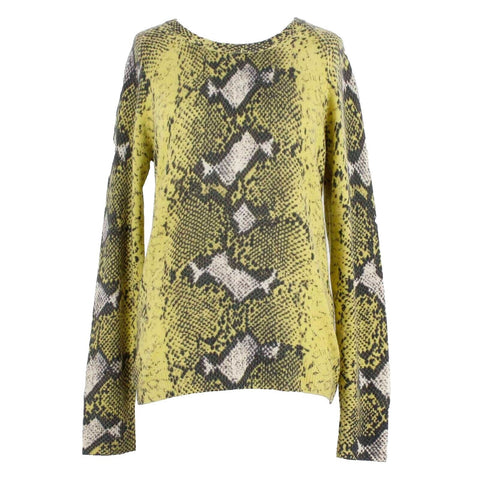 Equipment Femme Sz XS Yellow Gray Snake Print Pullover Cashmere Sweater