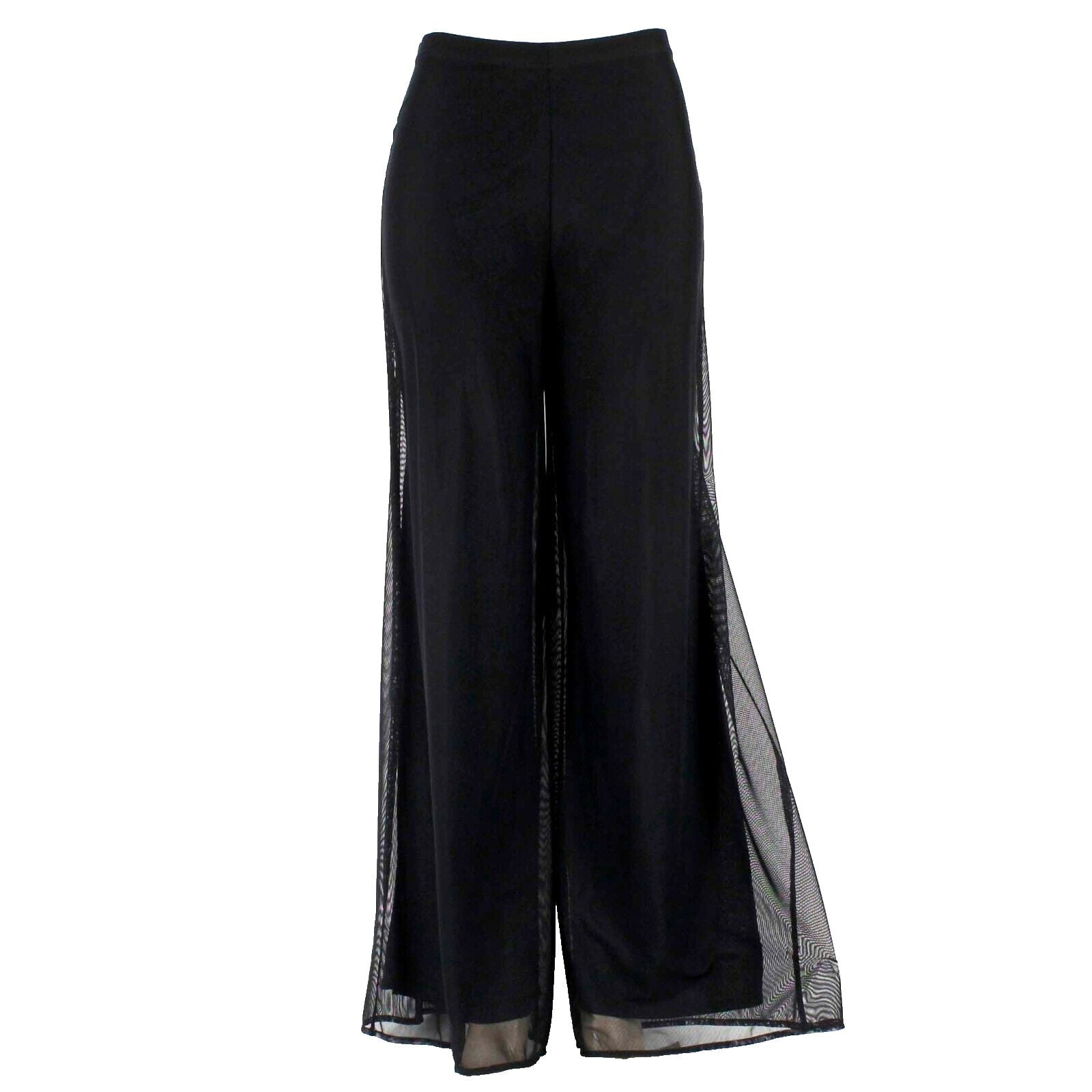 Tadashi Sz M x 33 Black Sheer Lined Elastic Waist Nylon Blnd Poly Knit Pant