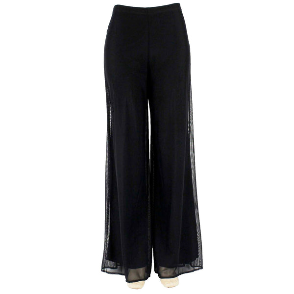 Tadashi Sz M x 33 Black Sheer Lined Elastic Waist Nylon Blnd Poly Knit Pant