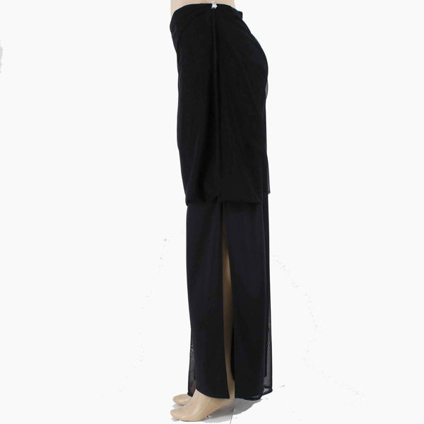 Tadashi Sz M x 33 Black Sheer Lined Elastic Waist Nylon Blnd Poly Knit Pant