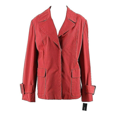 Alfani NEW L Milano Red Back Buckle Detail Nylon Cotton Blend Lined Jacket