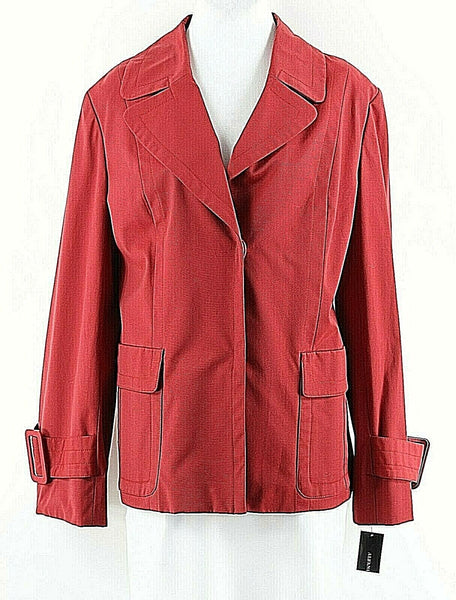 Alfani NEW L Milano Red Back Buckle Detail Nylon Cotton Blend Lined Jacket